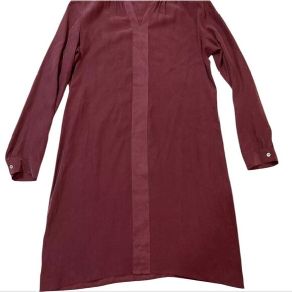 J JILL 💯 silk Shift Dress Tunic Long Sleeves Soft Burgundy sz S - Picture 9 of 11
